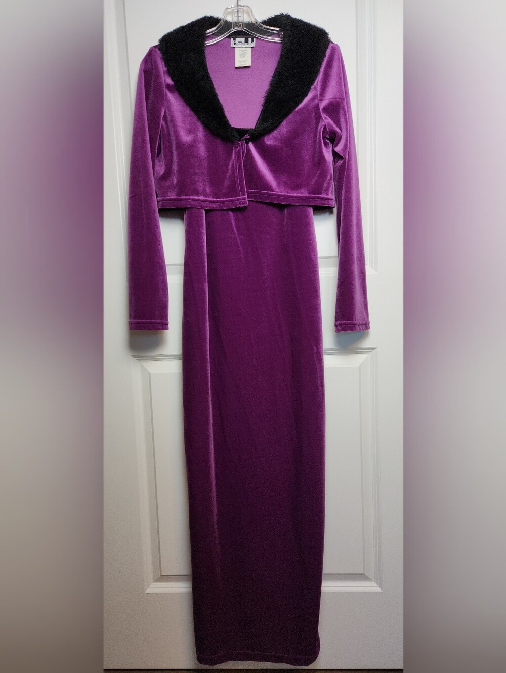 Y2K 2 Piece Purple Dress And Fur Trim Top Size Small
